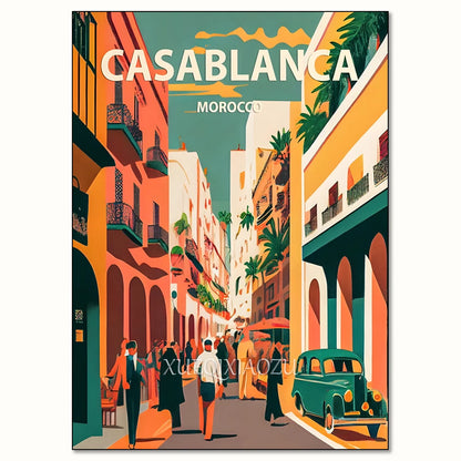 Urban Architecture Diamond Painting Kit Morocco Spain Street View DIY Full Round Mosaic Embroidery Home Decoration for Beginners