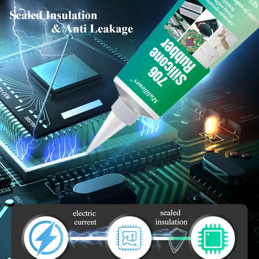 Electronic Waterproof Sealant 706 Silicone Rubber Paste Semi Transparent Insulation Anti Leakage Adhesive Fixing Glue