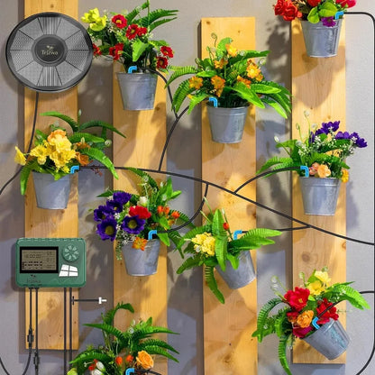 Solar Irrigation Equipment Greenhouse Irrigation Drip Irrigation Kit with 15M Hose for Potted Plants with Automatic Timer