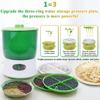 Bean Sprouts Machine Seed Sprouter Growing Kit with 3 Seasonal Modes Visible for Soybean Mung Bean Red Bean Garden Home Use