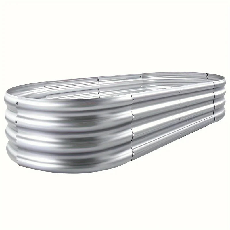 [Galvanized Raised Garden Bed] 1-Pack Land Guard Galvanized Raised Garden Bed Kit - Oval Large Metal Planter Garden Boxes for