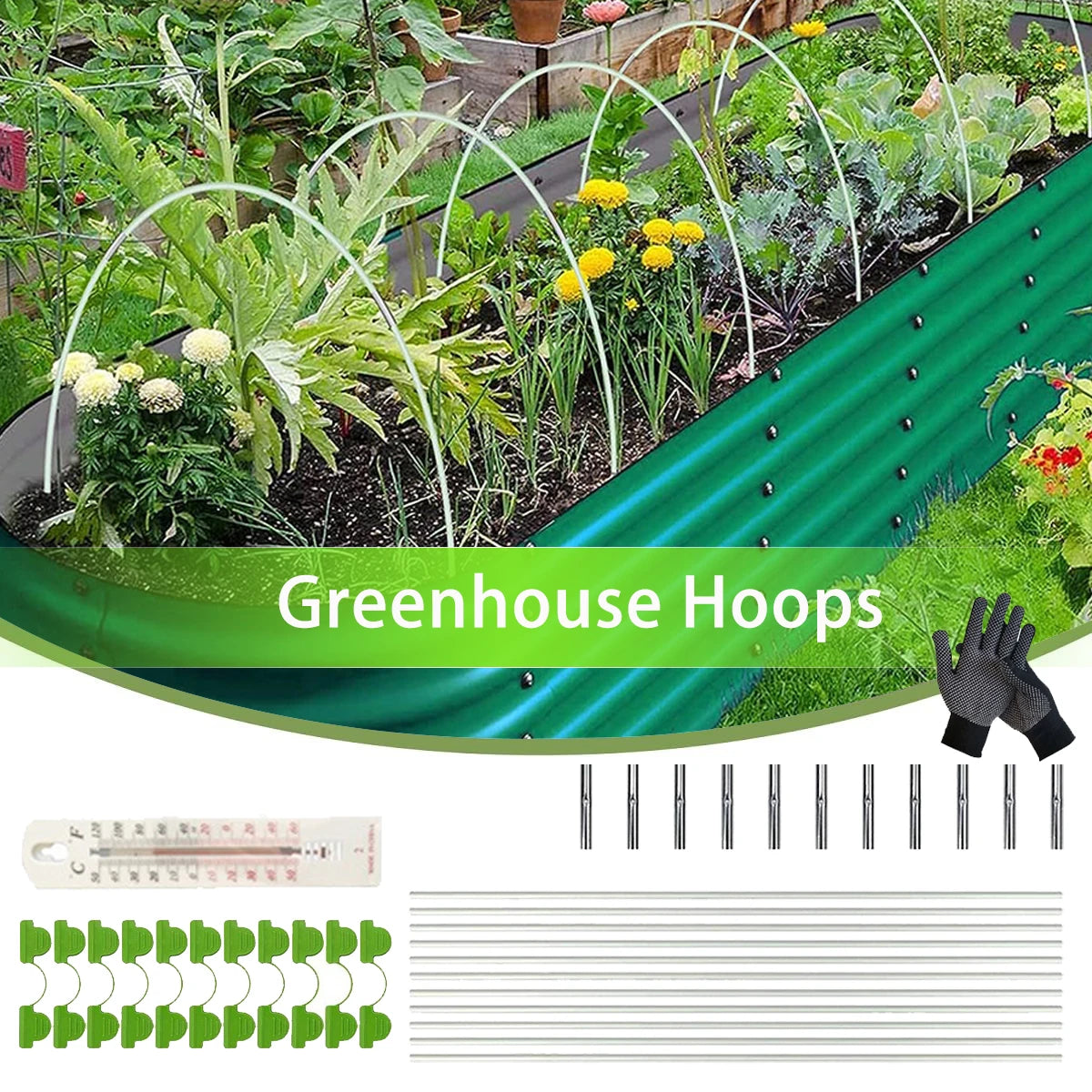 Greenhouse Hoops,Garden Hoops for Raised Bed,Super Bendable Fiberglass Support Hoops Frame, Small Garden Tunnel Hoops