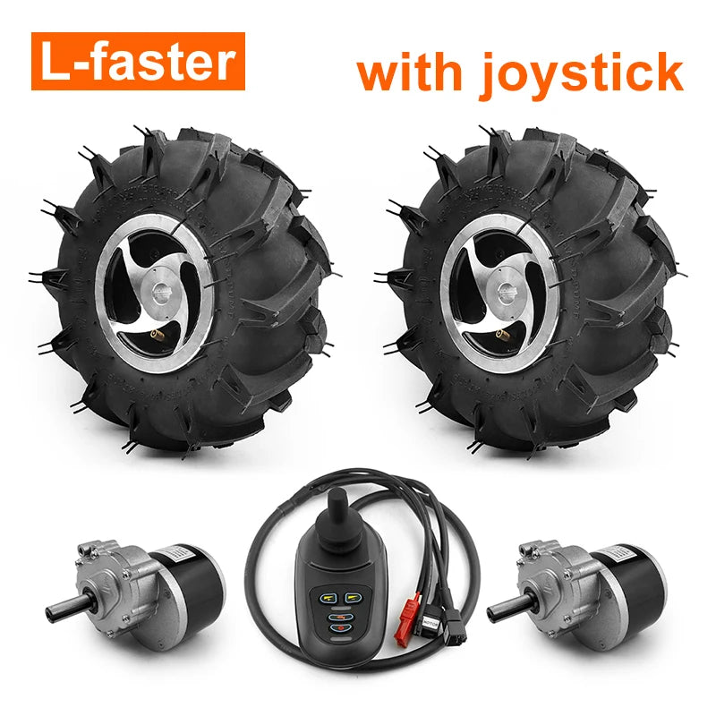 Dual Drive Motor Wheel Kit for Electric Agricultural Tool, Garden Farm, Hand Cart, L-faster, 10 Inch Tire, 24V, 500W 700W