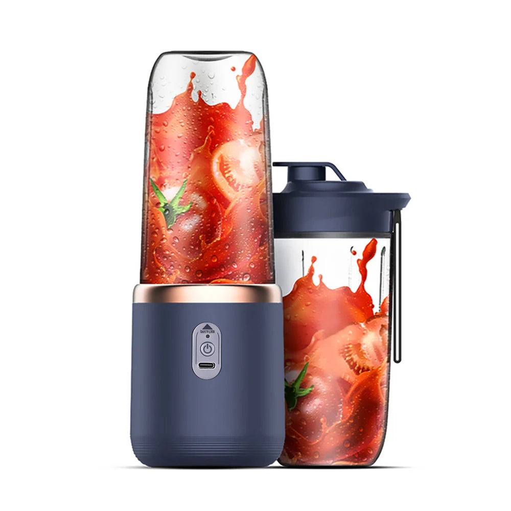 Portable Blender Smoothie Maker Mini Juice Blender Cup Rechargeable Fruit Shakes Juicer Mixer 400ml 6 Blades for Travel