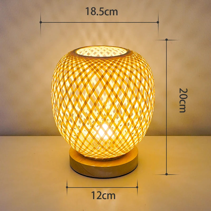 Bamboo Woven ProductsSimple Bedroom Study Table Lamp Bedside Table Lamp Bamboo art Warm Decoration Desktop Japanese Lamp