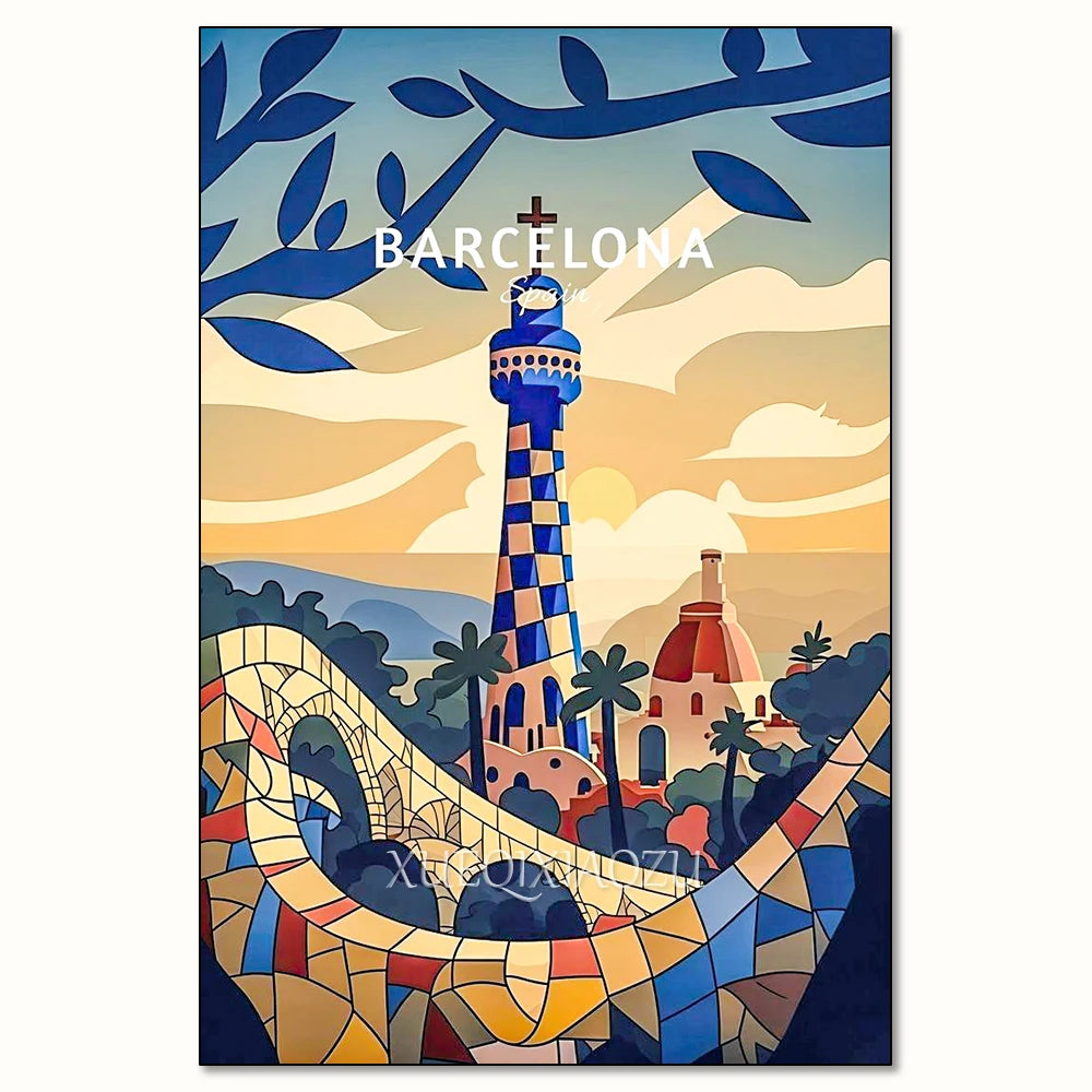 Urban Architecture Diamond Painting Kit Morocco Spain Street View DIY Full Round Mosaic Embroidery Home Decoration for Beginners