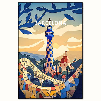 Urban Architecture Diamond Painting Kit Morocco Spain Street View DIY Full Round Mosaic Embroidery Home Decoration for Beginners