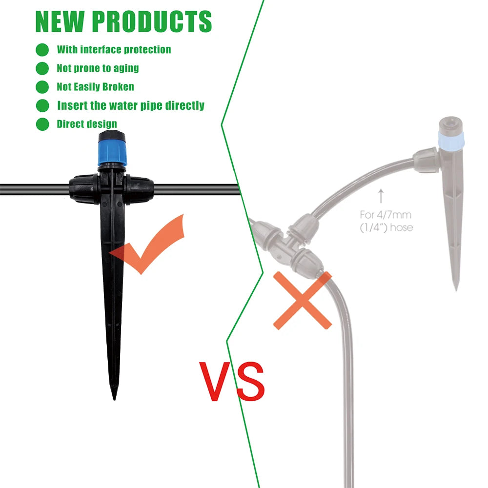 1/4" Drip Irrigation System Kit-Adjustable Flow, Sprayer with Lock Barbed Automatic Watering, for Garden, Farm, Bonsai, Flowers